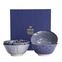 Tokyo Design Studio Tayo Bowl Set Nippon Blue (Blue/White), Porcelain, Ø 15.2 × 6.7 cm, 500 ml