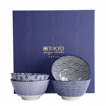 TDS, Rice Bowl, 4 pcs, Nippon Blue, Ø 12 x 6.4 cm 300 ml, Item No. 16040