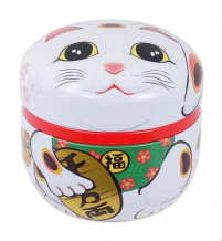 TDS, Tea Container S.S., 8.6x8.4cm, 100gr,  Lucky Cat, White, item Nr.: 16184