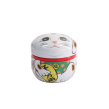 TDS, Tea Container S.S., 8.6x8.4cm, 100gr,  Lucky Cat, White, item Nr.: 16184