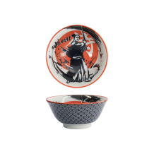Tokyo Design Studio Rice Bowl Asakusa Samurai White/Red/Black, Porcelain, Ø 14.8 × 7 cm, 550 ml