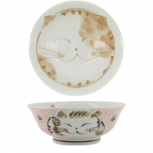 TDS, Rice Bowl, Kawaii Fuku Cat Neko, Pink, Ø 20.3x8cm 1000ml, Item No. 16902