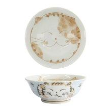 Tokyo Design Studio Rice Bowl Fuku Cat Neko Kawaii Blue, Porcelain, Ø 20.3 × 8 cm, 1 l