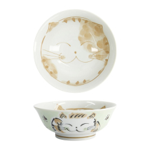Tokyo Design Studio Rice Bowl Fuku Cat Neko Kawaii Green, Porcelain, Ø 20.3 × 8 cm, 1 l