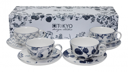 TDS, Mug Set with saucers, 4 pcs, Flora Japonica, 250 ml, Item No. 16980