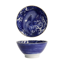 Tokyo Design Studio Rice Bowl Japonism Carp Blue, Porcelain, Ø 18 × 9 cm, 1 l
