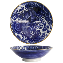 Tokyo Design Studio Bowl Japonism Carp Blue, Porcelain, Ø 25.2 × 7.7 cm, 1.6 l