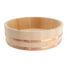 TDS, Holz Sushi Hangiri mit Kupferring, hergestellt in Japan, Ø 36x9,5cm, Arkl No.17385