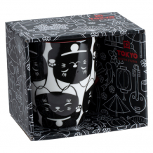 TDS, Kawaii Lucky Cat Mug with Giftbox, Black Cat, Ø 8.5x10.2cm 380ml , Item No. 17616