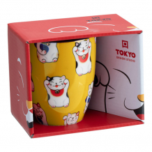 TDS, Kawaii Lucky Cat Mug with Giftbox, Yellow Classic Cat, Ø 8.5x10.2 cm 380ml , Item No. 17618