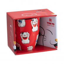 TDS, Kawaii Lucky Cat Mug with Giftbox, Red Classic Cat, Ø 8.5x10.2cm 380ml , Item No. 17628