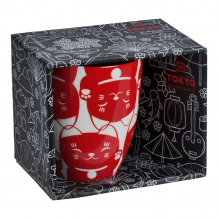 TDS, Kawaii Lucky Cat Mug with Giftbox, Red Cat, Ø 8.5x10.2cm 380ml , Item No. 17741