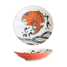 Tokyo Design Studio Deep Plate Seafood Snapper Red, Porcelain, Ø 21.7 × 5.2 cm, 900 ml