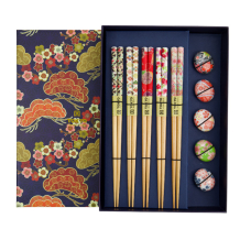 TDS, Chopstick Set, Floral incl. chopstick rests, 5 pair, 22,5 cm, Item No. 17905