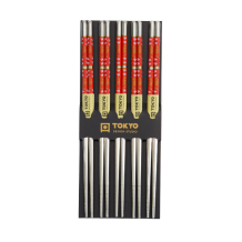 Chopsticks, Stainlees Steel, 5 pair, 23 cm, Red