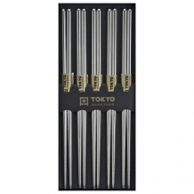 TDS, Chopstick Set, Stainless Steel, 5 pair, 22,5 cm, Item No. 17908