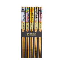 TDS, Chopstick Set, Colored A2-5, Kitchenware, 5 pair, 22 cm, Item No. 17910