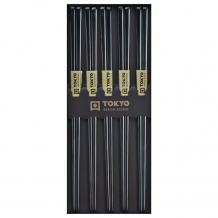 TDS, Chopstick Set, Stainless Steel Black, 5 pair, 23 cm, Item No. 17928