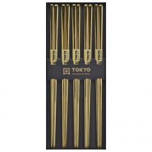 TDS, Chopstick Set, Stainless Steel Gold, 5 pair, 22,5 cm, Item No. 17930