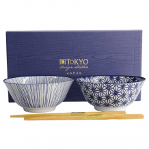 TDS, Tayo Bowl with Chopsticks, 2 pcs, Giftset, Nippon Blue, Ø 15.2 x 6.7 cm 500 ml, Item No. 17951