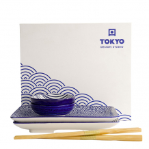 TDS, Sushi Set, Giftset, Nippon Blue, 6 pcs, Lines-Dots, Item No. 17991