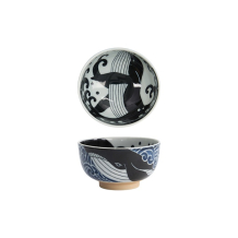 Tokyo Design Studio Bowl Kawaii Ohira Whale Blue/White, Porcelain, Ø 12.8 × 7 cm, 300 ml