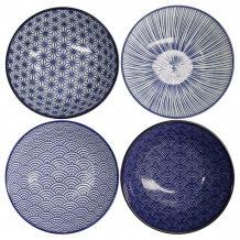 TDS, Ramen Bowl, Nippon Blue, Assorted Designs, 4 Pcs, Ø 21 x 7.8 cm, 1000ml,  Item No. 18357