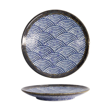 Tokyo Design Studio Plate Aisai Seigaiha Blue, Stoneware, Ø 22.7 × 3.1 cm