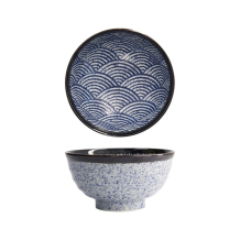 Tokyo Design Studio Reisschale Aisai Seigaiha Blau, Steinzeug, Ø 16,8 × 8,8 cm, 900 ml