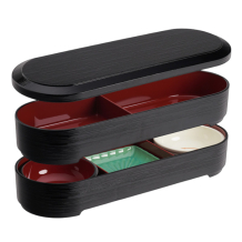 TDS, Bentobox, ABS Lacquerware, Oval Hegime Black, 36.2x12.4x5.7 cm, Item No. 18624