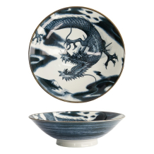 Tokyo Design Studio Schale Japonism Dragon Dunkelgrau, Porzellan, Ø 25,2 × 7,7 cm