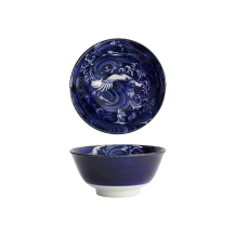 Tokyo Design Studio Reisschale Japonism Crane Blau, Porzellan, Ø 15 × 7 cm, 500 ml