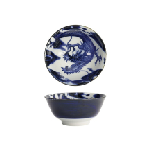 Tokyo Design Studio Reisschale Japonism Dragon Blau, Porzellan, Ø 15 × 7 cm, 500 ml