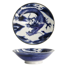 Tokyo Design Studio Bowl Japonism Dragon Blue, Porcelain, Ø 25.2 × 7.7 cm, 1.6 l
