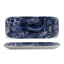 TDS, Plate, Japonism, Blue, 28.5 x 14 x 2.5 cm, Carp - Item No: 18767