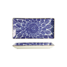 Tokyo Design Studio Sushi-Platte Ohuke Dahlia Blau/Weiß, Porzellan, 23 × 11,5 cm