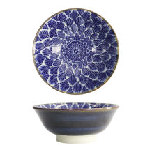 Tokyo Design Studio Ramen Bowl Ohuke Dahlia Blue/White, Porcelain, Ø 21 × 7.8 cm