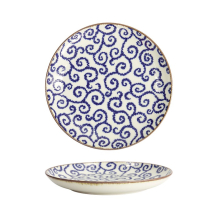 Tokyo Design Studio Plate Ten Karakusa Blue/White, Porcelain, Ø 21.5 × 3 cm