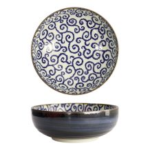 Tokyo Design Studio Noodle Bowl Ten Karakusa Blue/White, Porcelain, Ø 21.5 × 8 cm, 1.85 l
