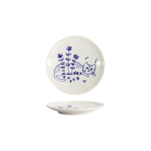 Tokyo Design Studio Plate Neko Maruke Blue/White, Porcelain, Ø 14.3 × 1.8 cm