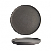 TDS, Yuzu Black Round Plate with Rim , Ø 23.9x2.2cm, Item No. 20377