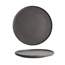 TDS, Yuzu Black Round Plate with Rim , Ø 26x2.4cm, Item No. 20379