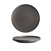 TDS, Yuzu Black Round Plate with Rim , Ø 20.6x2.4cm, Item No. 20383