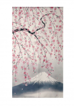 TDS, Noren (curtain for doors), Goodwill Weeping Cherry Blossoms Fuji, 85x150 cm, Item no. 20833