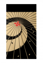 TDS, Noren (curtain for doors), Goodwill Japanese Umbrella and Petals, 85x150 cm, Item no. 20835