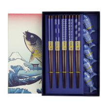 TDS, Chopstick Set, Fish incl. chopstick rests, 5 pair, 22,5 cm, Item No. 20903