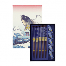 TDS, Chopstick Set, Fish incl. chopstick rests, 5 pair, 22,5 cm, Item No. 20903