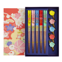 TDS, Chopstick Set, Sakura incl. chopstick rests, 5 pair, 22,5 cm, Item No. 20906