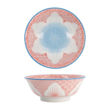 Tokyo Design Studio Ramenschale Lily Flower Rot, Porzellan, Ø 20,5 × 8 cm, 1,2 l