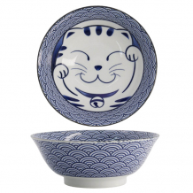 TDS, Ramen Bowl, Kawaii Lucky Cat, Blue, Ø 19.7x7 cm, 1000ml - Item No. 20952